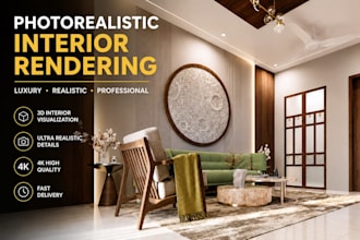 create luxury interior visualization with realistic lighting and materials