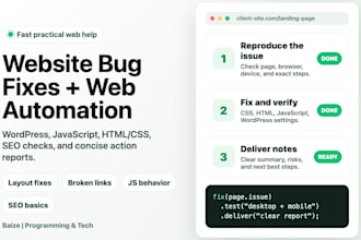 fix website bugs and automate small web tasks