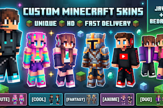 create a custom minecraft, minecraft skin for you with custom skin