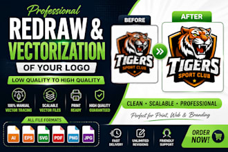 redraw, vectorize and recreate low quality logo