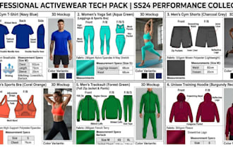 craft factory ready activewear, streetwear clothing tech pack design