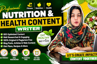 write SEO health, nutrition fitness and wellness content