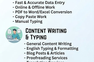 do professional data entry and telugu writing