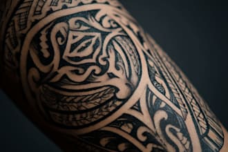 design powerful polynesian tribal tattoo sleeve