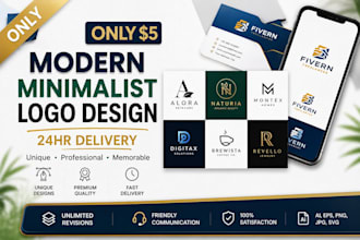create a modern and clean custom logo for your startup