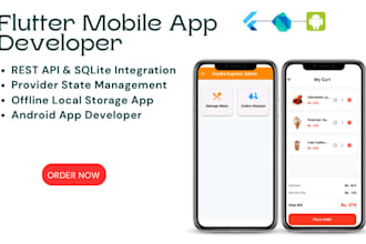 develop flutter mobile app with sqlite and rest API