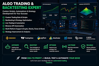 build trading bots, backtesting systems and algo trading automation