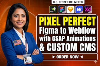 design pixel perfect figma to webflow conversion with gsap animations custom cms