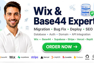fix deploy migrate wix to base44 or base44 to wix database auth domain and seo