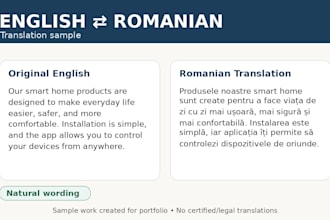 proofread and translate romanian and english texts
