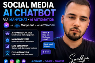 make social media ai chatbot via many chat, ai automation