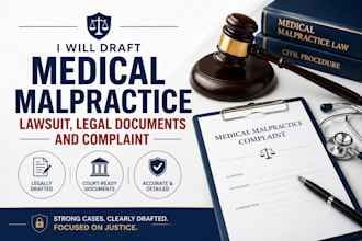 draft medical malpractice lawsuit, legal documents and complaint