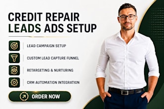 setup ads for credit repair business, generate leads, funnel and automation