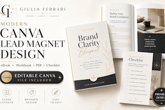 design an editable canva lead magnet, ebook, workbook or PDF