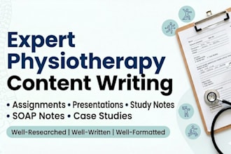 create physiotherapy presentations, assignments and notes