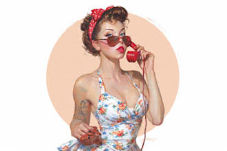pin up girl and pin up girl illustration