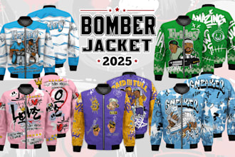 design custom varsity bomber jacket sublimation for pod