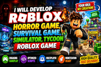 develop roblox horror game, survival game, simulator, tycoon roblox game