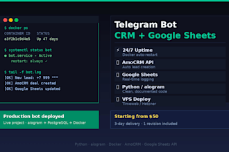 build a telegram bot with google sheets and CRM integration in python