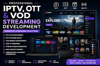 develop iptv app, ott app and vod app for android tv, firestick and mobile