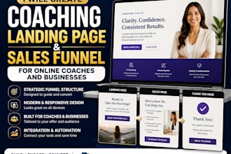 create a coaching landing page and sales funnel for online coaches and businesse