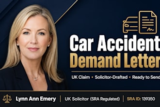 draft a UK car accident claim demand letter as an sra UK solicitor legal letter