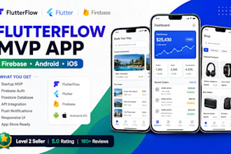 build flutterflow and flutter mobile app with firebase for android and ios