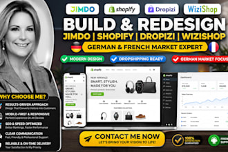 german jimdo website and redesign shopify dropshipping website dropizi wizishop