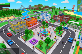 develop full game creation, roblox game, roblox gui, robox map, animation, lua