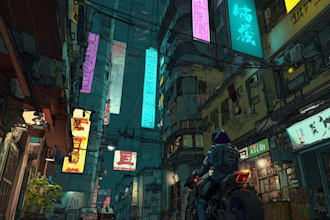 do cyberpunk futuristic city art