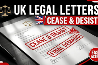 draft UK cease and desist letter, legal demand letter, and dispute notice