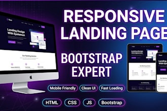 create responsive landing page using HTML CSS bootstrap