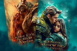 design an illustrated romance book cover or ebook cover