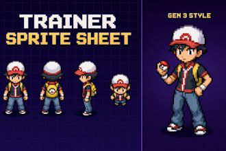 pokemon pixel art sprite trainer fakemon retro game asset animation design anime