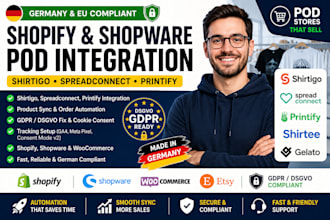 integrate spreadconnect pod dropshipping shopify gdpr fix printify shirtee api