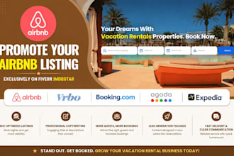 build airbnb booking seo listing promote vrbo airbnb agoda expedia booking com