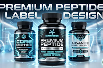 design premium peptide supplement label and packaging