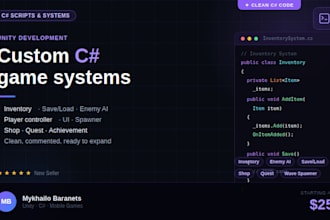 write custom csharp scripts and game systems for unity