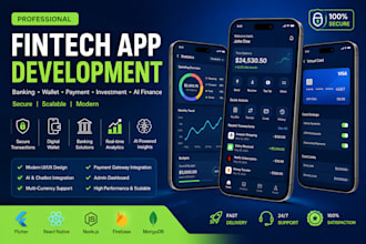 develop fintech app, banking app, payment wallet, ai finance app, crypto bot app