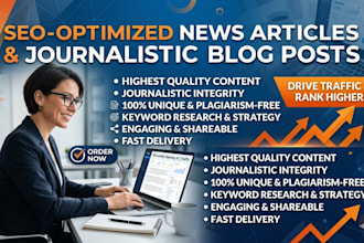 write SEO optimized news articles and journalistic blog posts