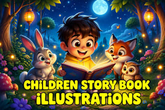 do children story book illustration and children book illustration