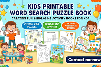 create kids printable word search puzzle book maze book crossword activity book