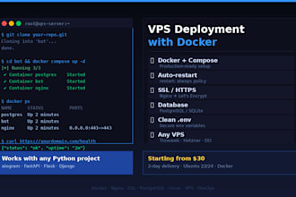deploy your python app or telegram bot on vps with docker