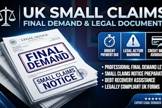 draft UK small claims demand letter, payment dispute and court notice