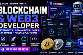blockchain developer tax token presale web3 dapp crypto polymarket solona bot