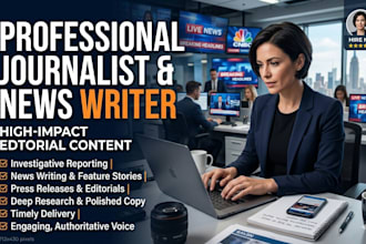 professional journalist and news writer for high impact editorial content