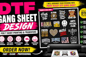 create dtf gang sheet for t shirt printing and transfers