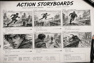 draw action storyboard sequences for games and animation