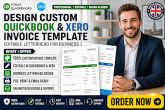 design custom quickbook xero invoice template editable letterhead for business