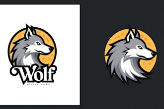 do unique wolf logo design for your brand